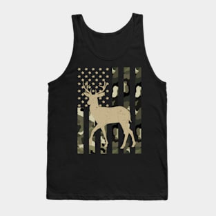 Camouflage Camo American Flag Whitetail Deer Tank Top